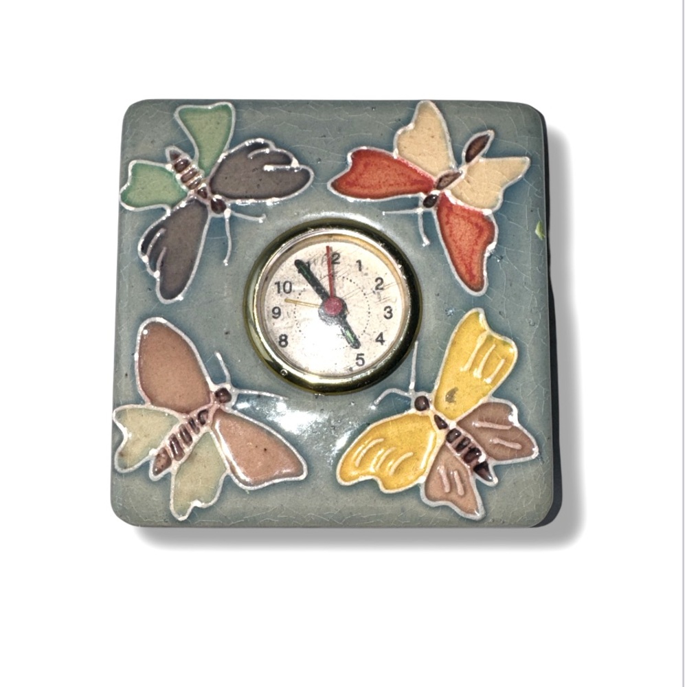 Vintage 4x4” Butterfly Table Clock Decor